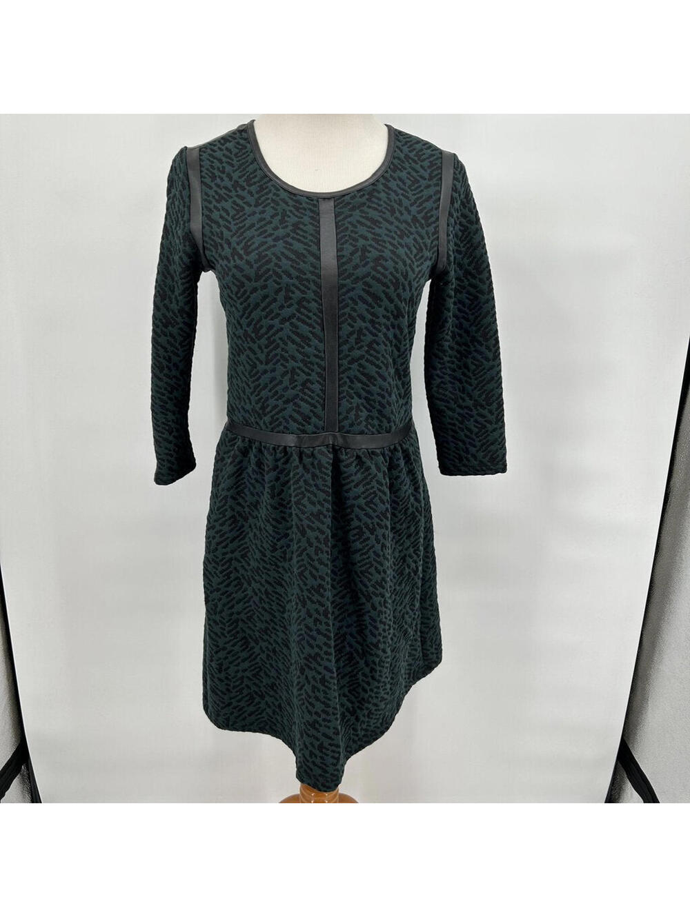 Women's Maison Scotch Paris Nights Green Black Textured Knit Dress Size 1/Small